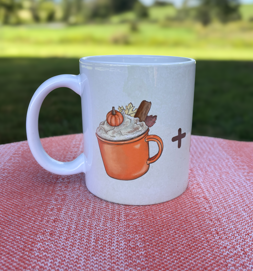 Pumpkin Spice + Sweater = Love Ceramic Mug – 11oz