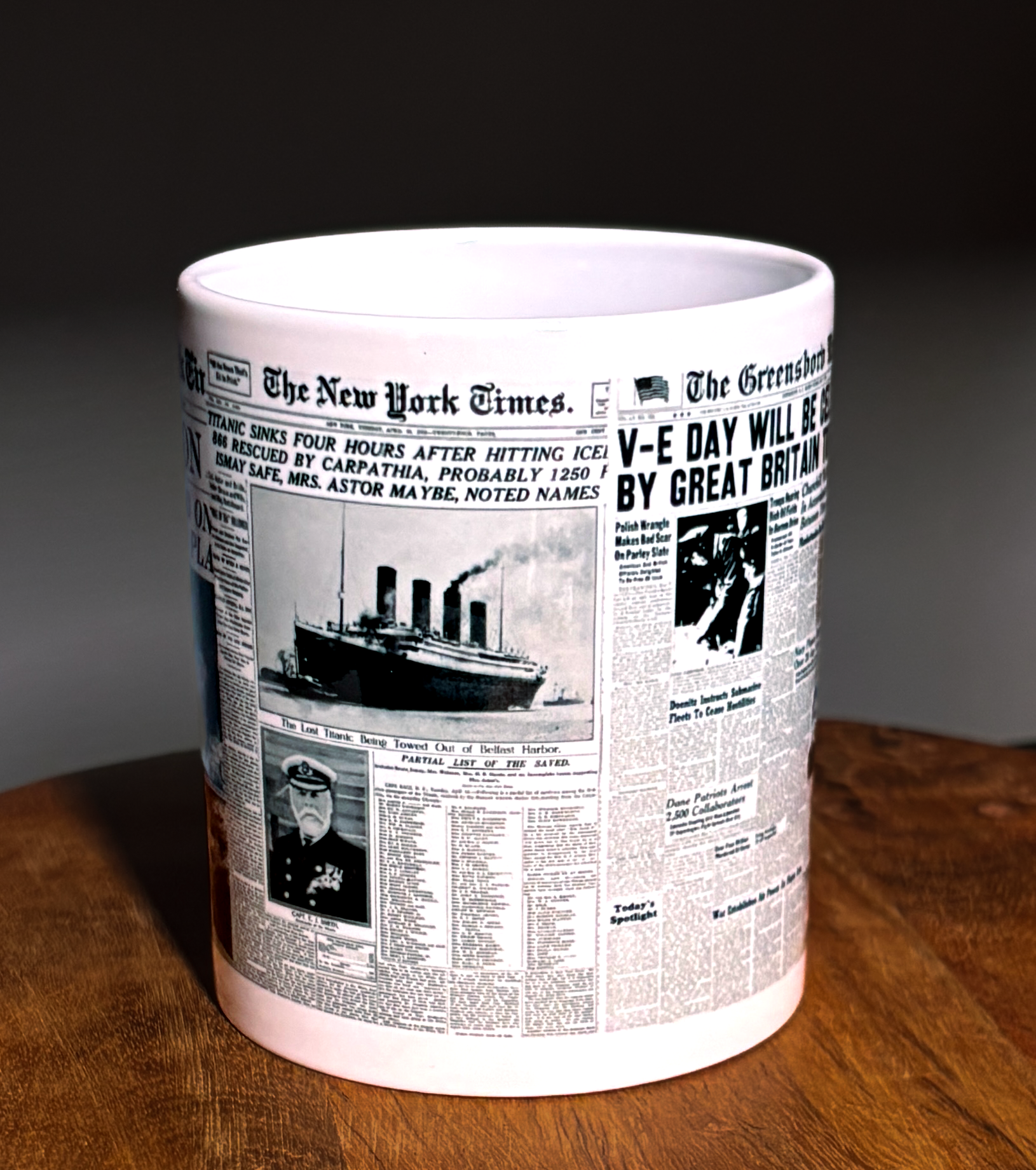 Vintage Newspaper Print Ceramic Mug – 11oz