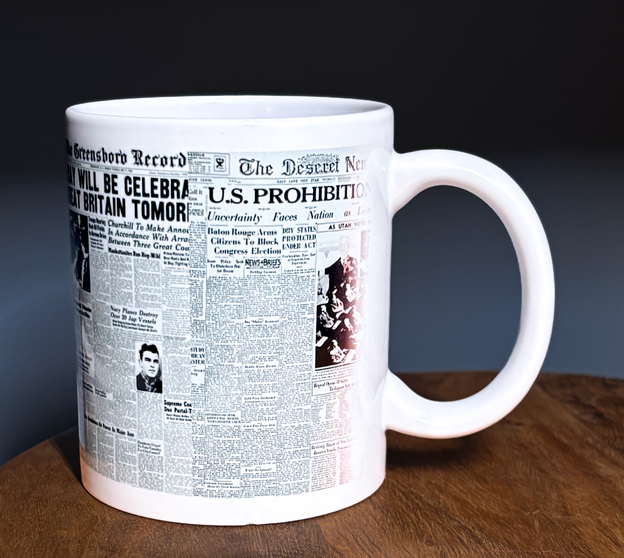 Vintage Newspaper Print Ceramic Mug – 11oz