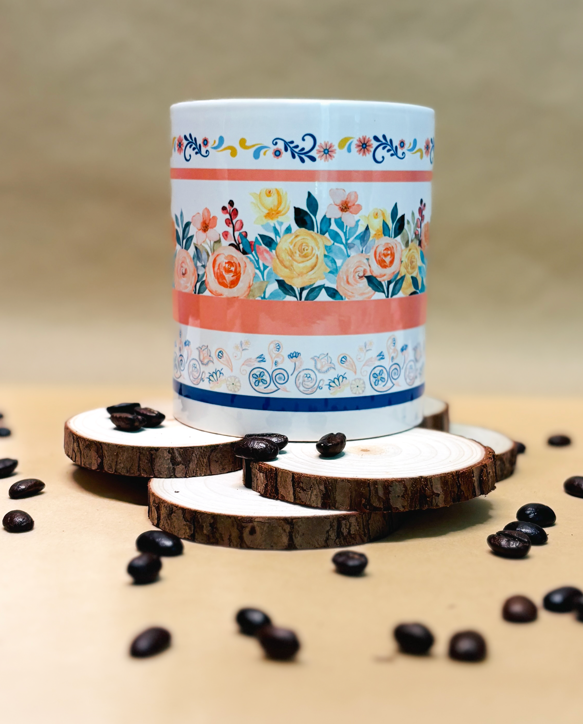 Floral Ceramic Mug – 11oz
