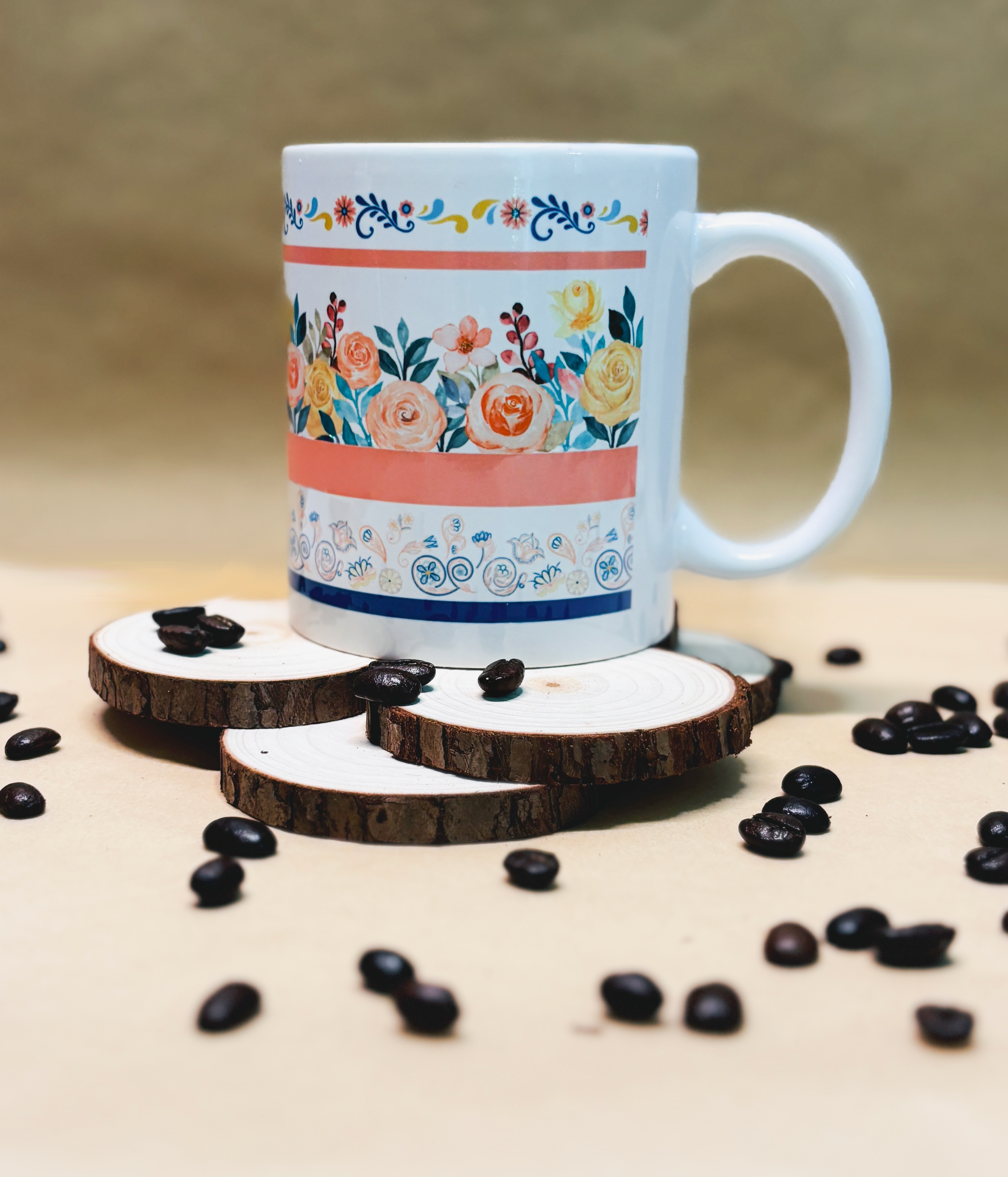 Floral Ceramic Mug – 11oz